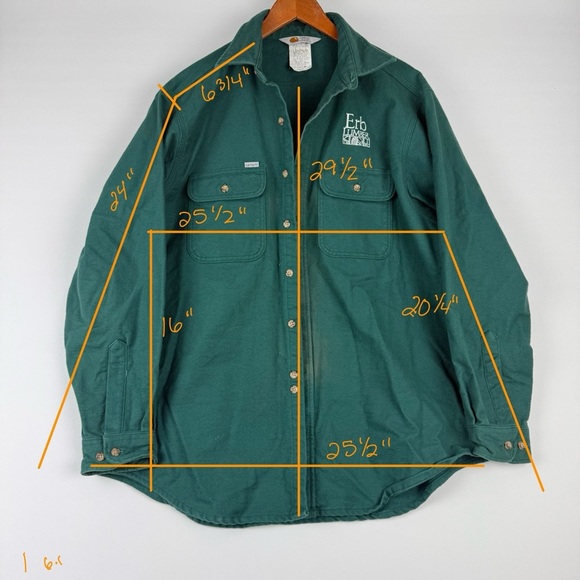 Vintage Carhartt Rugged Outdoor Wear Canvas Work Shirt Jacket – Green – Size XL - Picture 8 of 8